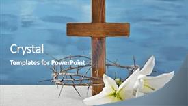  Presentation with crown thorns - Amazing slides having crown of thorns wooden cross backdrop and a teal colored foreground