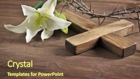  Presentation with crown thorns - Slide set enhanced with crown of thorns wooden cross background and a tawny brown colored foreground