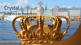  Presentation with crown - PPT theme having crown on a bridge background and a light blue colored foreground