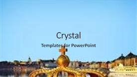  Presentation with crown - Slide deck featuring crown on a bridge in stockholm sweden background and a light blue colored foreground