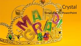  Presentation with mardi gras - Amazing presentation design having crown on a yello backgroung backdrop and a gold colored foreground