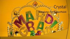 Presentation with mardi gras - Presentation design having crown on a yello backgroung background and a gold colored foreground