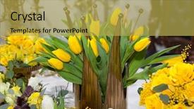  Presentation with elegant table setting - Slide deck consisting of crown shaped vase with yellow background and a yellow colored foreground