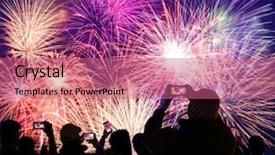  Presentation with crown - PPT layouts having crown watching colorful fireworks background and a coral colored foreground
