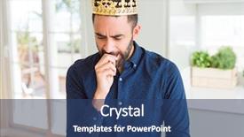  Presentation with king crown - Cool new theme with crowned - handsome hispanic man wearing golden backdrop and a ocean colored foreground