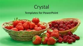  Presentation with strawberries - Colorful PPT theme enhanced with crs - sclose-up of fresh strawberries backdrop and a  colored foreground
