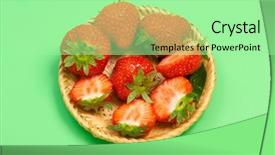  Presentation with strawberries - Beautiful presentation theme featuring crs - sclose-up of fresh strawberries backdrop and a  colored foreground