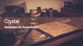  Presentation with workplace - Beautiful theme featuring crucible - different goldsmiths tools backdrop and a coral colored foreground