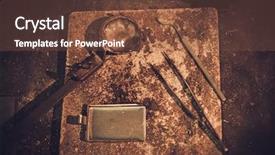  Presentation with workplace - PPT layouts featuring crucible - different goldsmiths tools background and a tawny brown colored foreground
