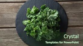  Presentation with manufacturing steel plate - PPT layouts having crucification - overhead view of kale background and a  colored foreground