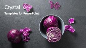  Presentation with cabbage cultivation - Cool new presentation theme with crucification - overhead view of red cabbage backdrop and a  colored foreground