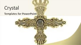  Presentation with crucifix - Theme featuring crucifix - cross pendant isolated on white background and a blonde colored foreground