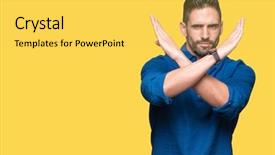  Presentation with negative - Presentation design with crucifix - young handsome man over isolated background and a  colored foreground