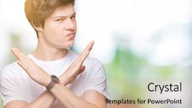  Presentation with crucifix - Audience pleasing PPT theme consisting of crucifix - young handsome man wearing casual backdrop and a coral colored foreground