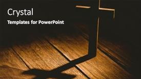  Presentation with crucifix - Presentation theme featuring crucifix-icon-on-wooden-table background and a dark gray colored foreground
