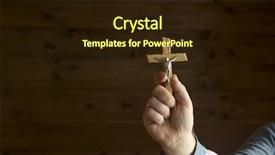  Presentation with crucifix - Slide deck featuring crucifix in a man's hand background and a wine colored foreground