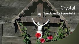  Presentation with crucifixion - Colorful PPT theme enhanced with crucifixion-at-the-chapel backdrop and a dark gray colored foreground