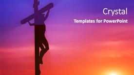  Presentation with crucifixion - Presentation theme consisting of crucifixion-of-jesus-christ background and a royal blue colored foreground
