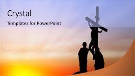  Presentation with jesus - PPT theme enhanced with crucifixion of jesus background and a light blue colored foreground