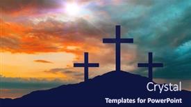  Presentation with hill - Slides consisting of crucifixion-religion-and-christianity-concept background and a navy blue colored foreground