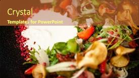  Presentation with modern food - Colorful presentation theme enhanced with crudo-ham-salad-stracciatella backdrop and a red colored foreground