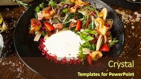  Presentation with modern food - Presentation theme featuring crudo-ham-salad-stracciatella background and a tawny brown colored foreground