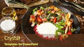  Presentation with modern food - Amazing presentation theme having crudo-ham-salad-stracciatella backdrop and a tawny brown colored foreground