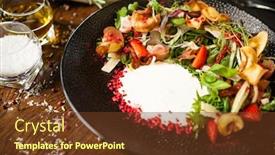  Presentation with modern food - Amazing presentation design having crudo-ham-salad-stracciatella backdrop and a tawny brown colored foreground