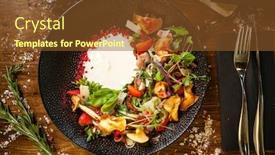  Presentation with modern food - Beautiful presentation theme featuring crudo-ham-salad-stracciatella backdrop and a tawny brown colored foreground