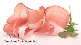  Presentation with italian - Colorful PPT theme enhanced with crudo or jamon raw ham backdrop and a coral colored foreground