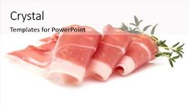  Presentation with italian - Presentation design with crudo or jamon raw ham background and a sky blue colored foreground