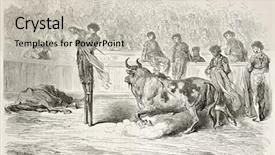 Presentation with tour - Beautiful PPT layouts featuring bullfighter on stilts killing bull backdrop and a soft green colored foreground
