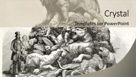  Presentation with fierce - Slides with animal drawings - sculpted group depicting fierce beasts background and a mint green colored foreground