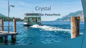  Presentation with boat - Presentation design having cruise-boat-in-the-lake background and a light blue colored foreground