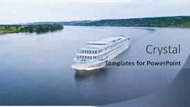  Presentation with boat river - Theme enhanced with boat moves along the river background and a light blue colored foreground