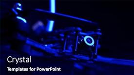  Presentation with camera - Slide deck enhanced with cruise-camera-of-fpv-copter background and a navy blue colored foreground