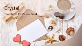  Presentation with honeymoon - Presentation theme with cruise food - cup of coffee cookies background and a lemonade colored foreground