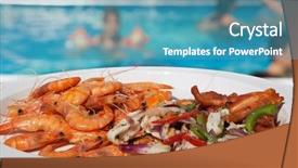  Presentation with shrimp - Cool new slides with cruise food - plate of shrimp in pool backdrop and a  colored foreground
