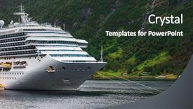  Presentation with norway - Cool new theme with cruise liner anchored in fjord backdrop and a tawny brown colored foreground