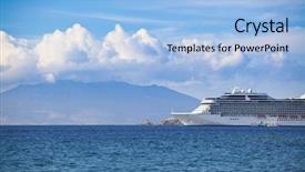  Presentation with greek - Theme with cruise liner near greek island background and a light blue colored foreground