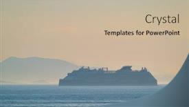  Presentation with cruise ship - Amazing slide set having cruise-liner-ship-silhouette backdrop and a mint green colored foreground