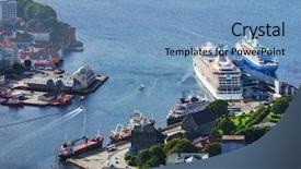  Presentation with port and tapas - Audience pleasing slide deck consisting of cruise liners in port bergen backdrop and a light blue colored foreground