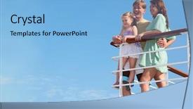  Presentation with cruise ship - PPT theme consisting of cruise on motor ship background and a light blue colored foreground