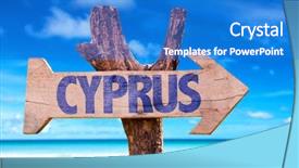  Presentation with teal beach wood - Slide deck consisting of cruise overseas - cyprus wooden sign with beach background and a cobalt blue colored foreground
