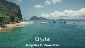  Presentation with island resort - Beautiful theme featuring cruise-passenger-boats-with-tourists backdrop and a ocean colored foreground