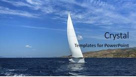 Presentation with sailing - Presentation theme featuring cruise sailing along the sea background and a  colored foreground