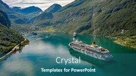  Presentation with cruise ship - Slide set with cruise-ship-cruise-liners background and a ocean colored foreground