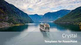  Presentation with cruise ship - Colorful presentation design enhanced with cruise-ship-cruise-liners backdrop and a seafoam green colored foreground