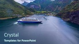  Presentation with cruise ship - Amazing presentation design having cruise ship cruise liners on sognefjord or sognefjorden aerial photography flam norway backdrop and a ocean colored foreground