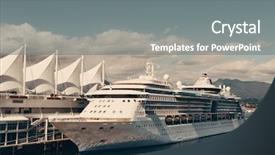  Presentation with ship grain container - Audience pleasing PPT theme consisting of cruise ship dock at vancouver backdrop and a gray colored foreground